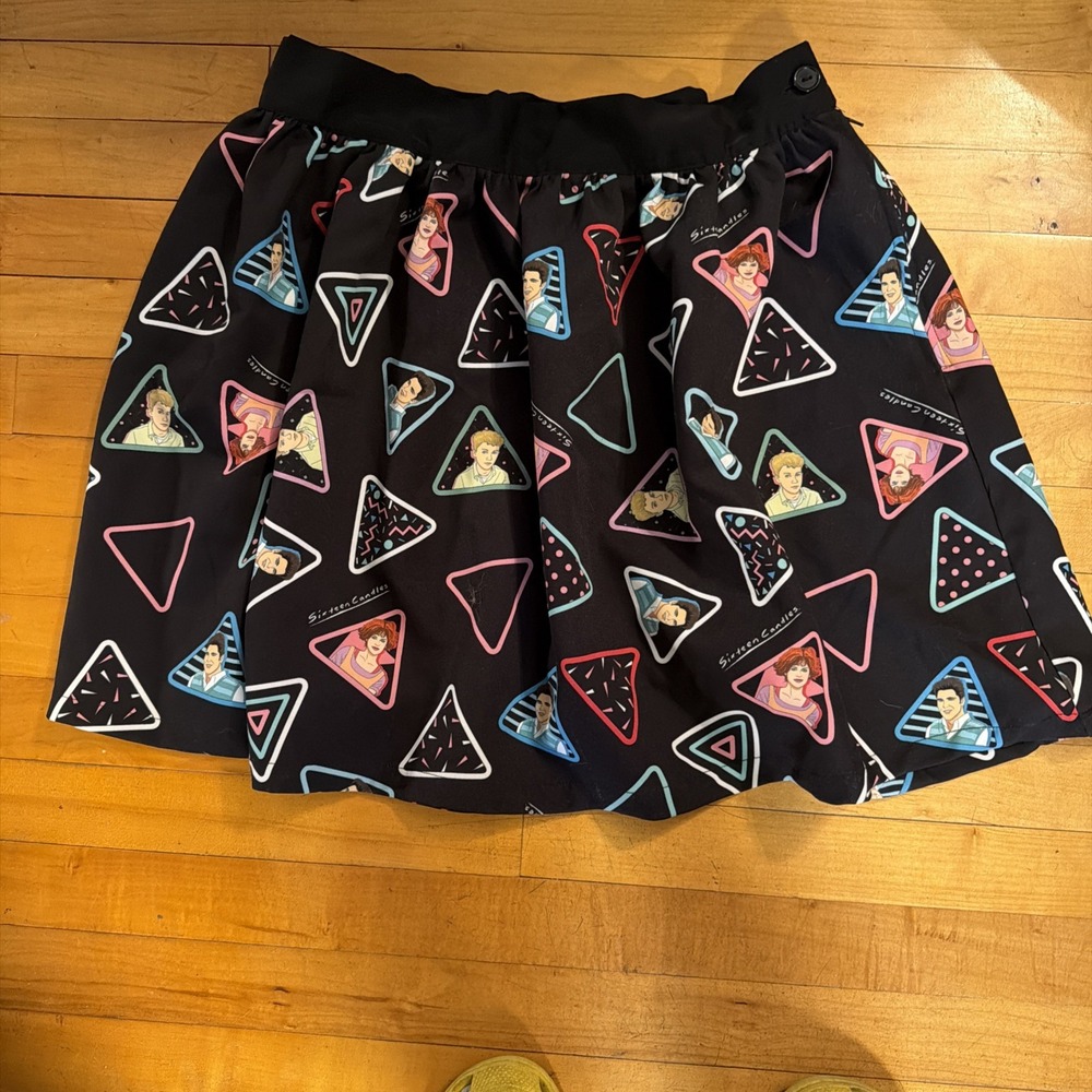 Unique Vintage x Sixteen Candles Skirt Womens XL 14 Black 80s Movie Print A-Line